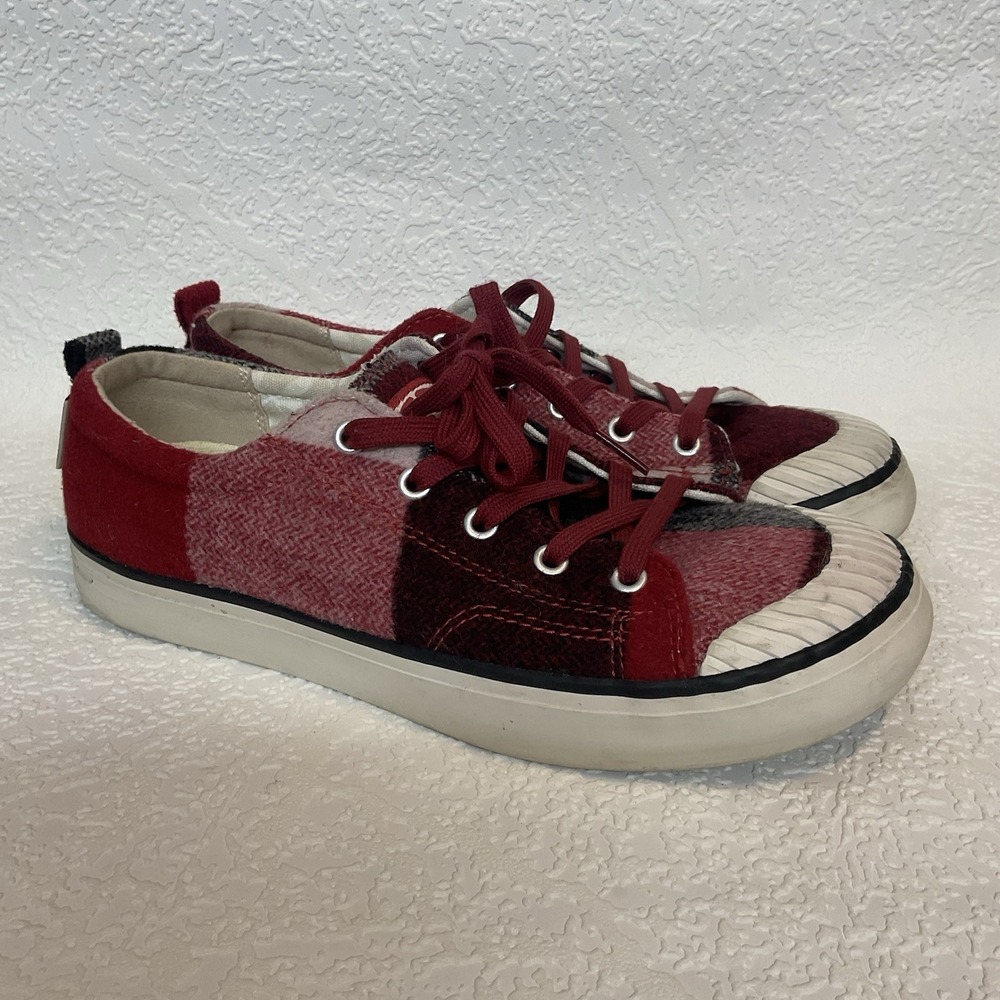 Keen Elsa Sneakers Womens 9 Red Burgundy Buffalo Plaid Wool Lace Up 1019678